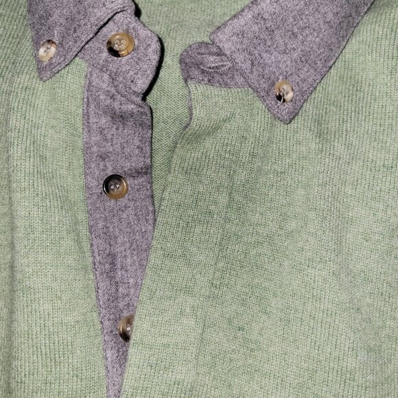 Brunello Cucinelli Unisex Celery/Gray Cashmere Sweater - EU54/US L - Picture 3 of 4